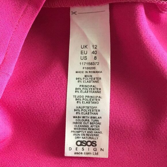 ASOS Hot Pink Structured Slip Mini Dress Strappy Fuchsia New Size 8 - Picture 4 of 6